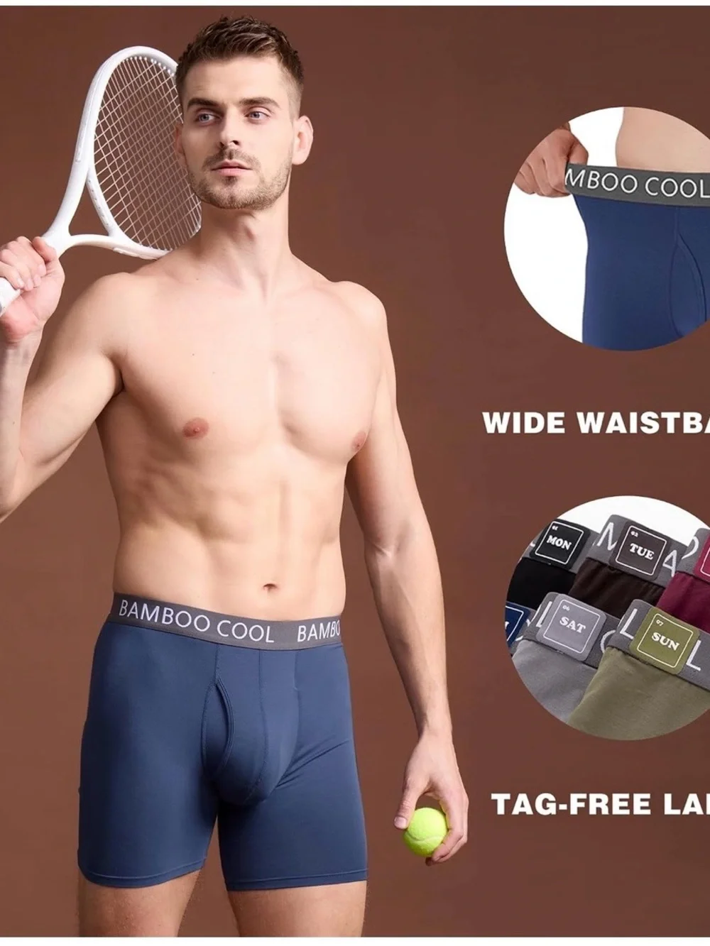 BAMBOO Cool Men's Boxer Underwear - Set of 6 Pair - NWT Large